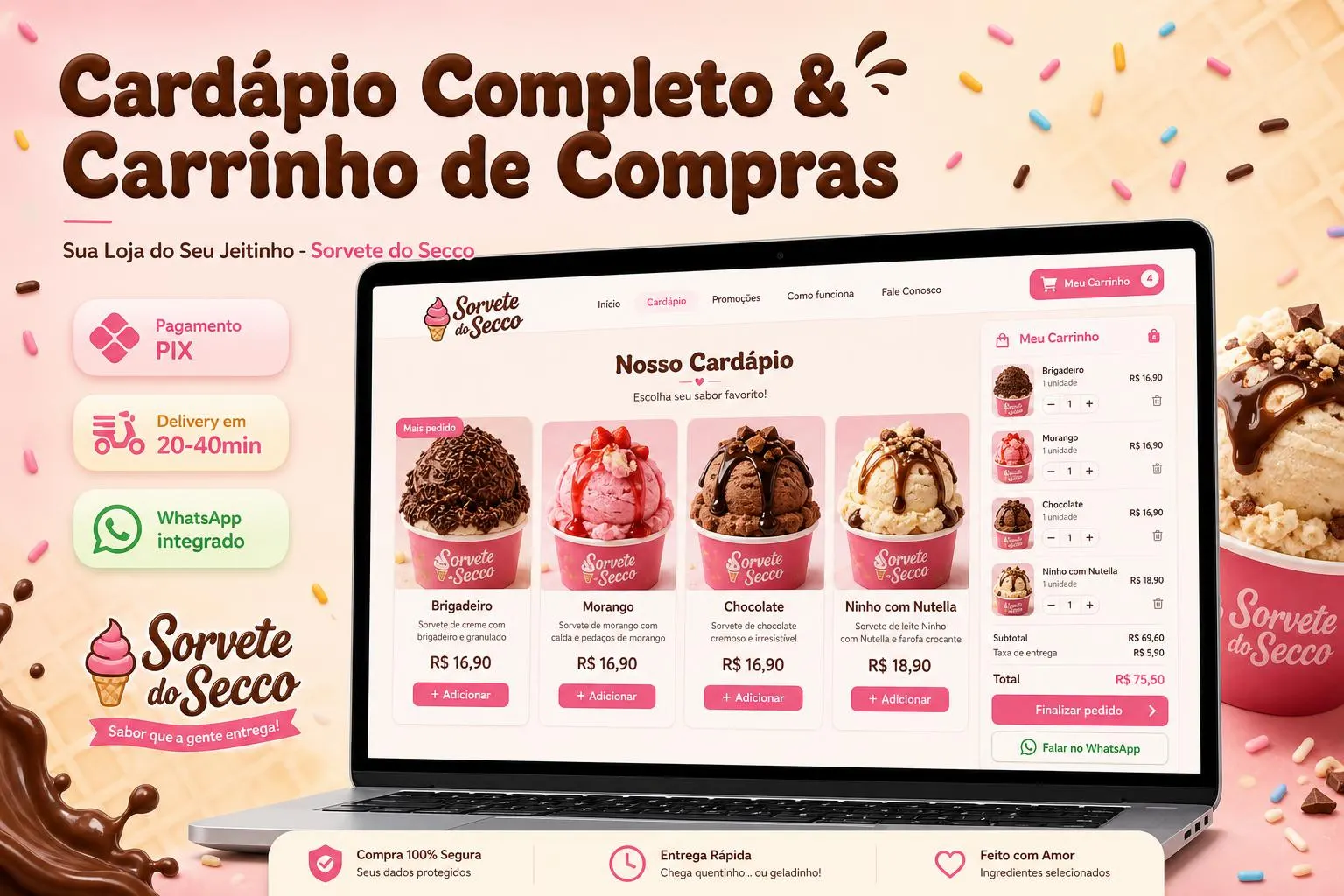 Sorvete do Secco — cardápio